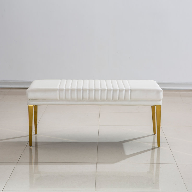 Banc de rangement Choupette, Blanc / or