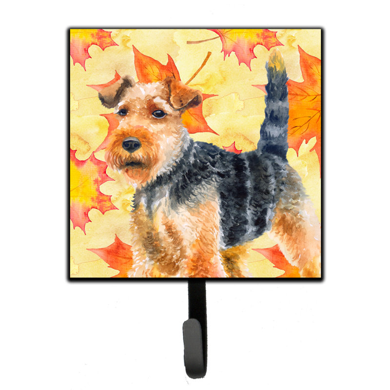 Organisateur de clés murales avec crochets clés partagée pei automne Eliane, Brun / saumon / bleu, Terrier gallois