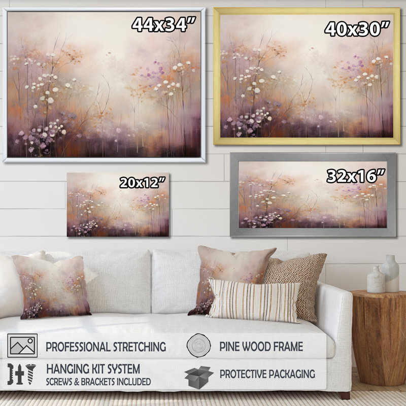 «Beige Ethereal Forest II - Abstract Botanicals», reproduction d'art sur toile, Cadre naturel flottant, L 20 po x H 12 po