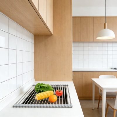 Foldable Over The Sink Dish Drying Rack - Roll Up Stainless Steel Dish Drainer For Space Saving Kitchen Counter Storage