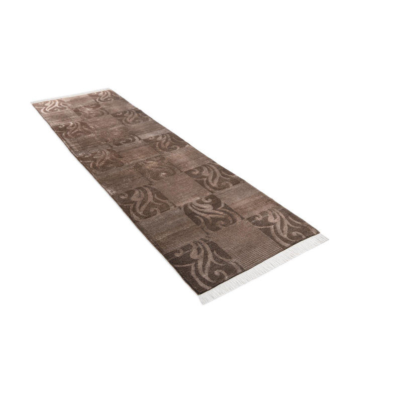Tapis de couloir brun chocolat Outen