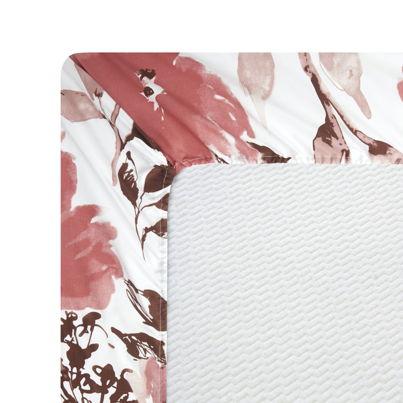 Queen Pink Floral Polyester Bamboo Deep Pocket Sheet Set
