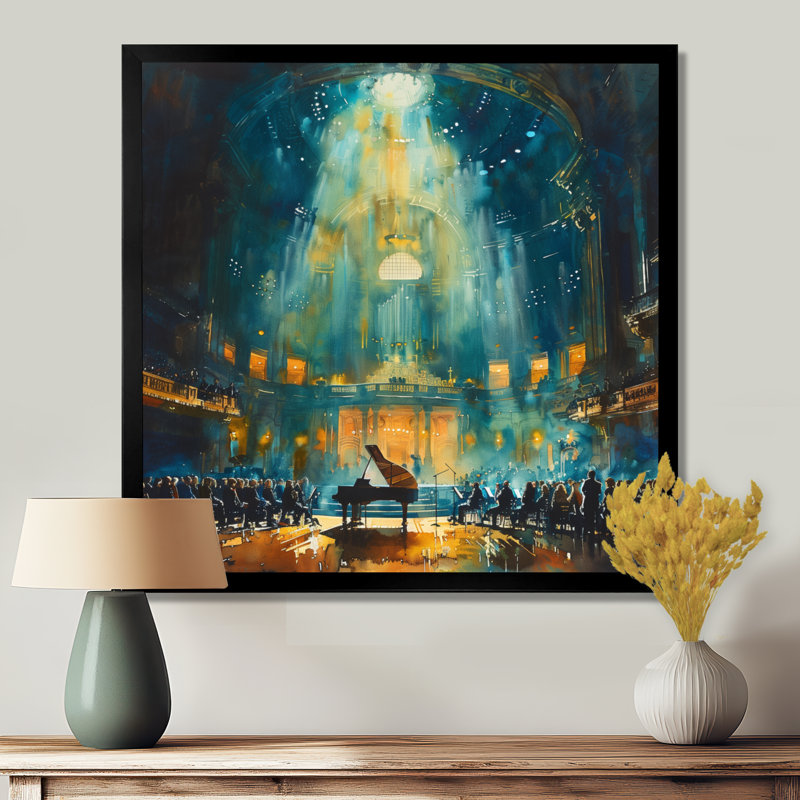 Salle de concert Blue Piano, H 16 po x l 16 po, Cadre photo noir simple