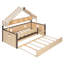Lit de cabane en bois avec lit gigogne, auvent de tente et étagères-1286730051-1286730048