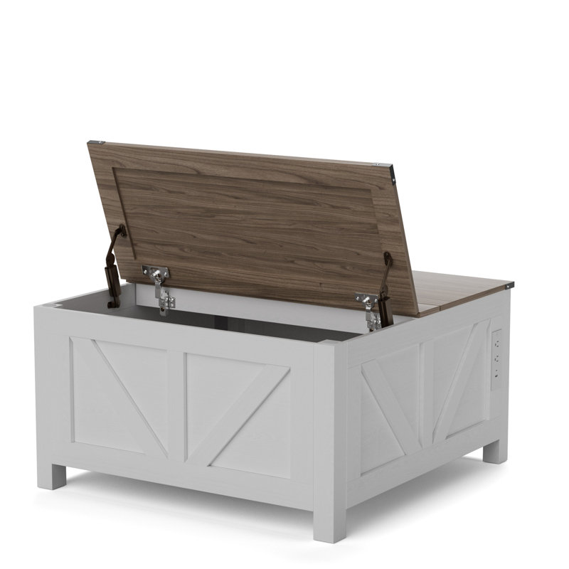 Table basse de 25 po de hauteur avec station de chargement et de rangement, tables basses à plateau relevable et tables centrales pour le salon