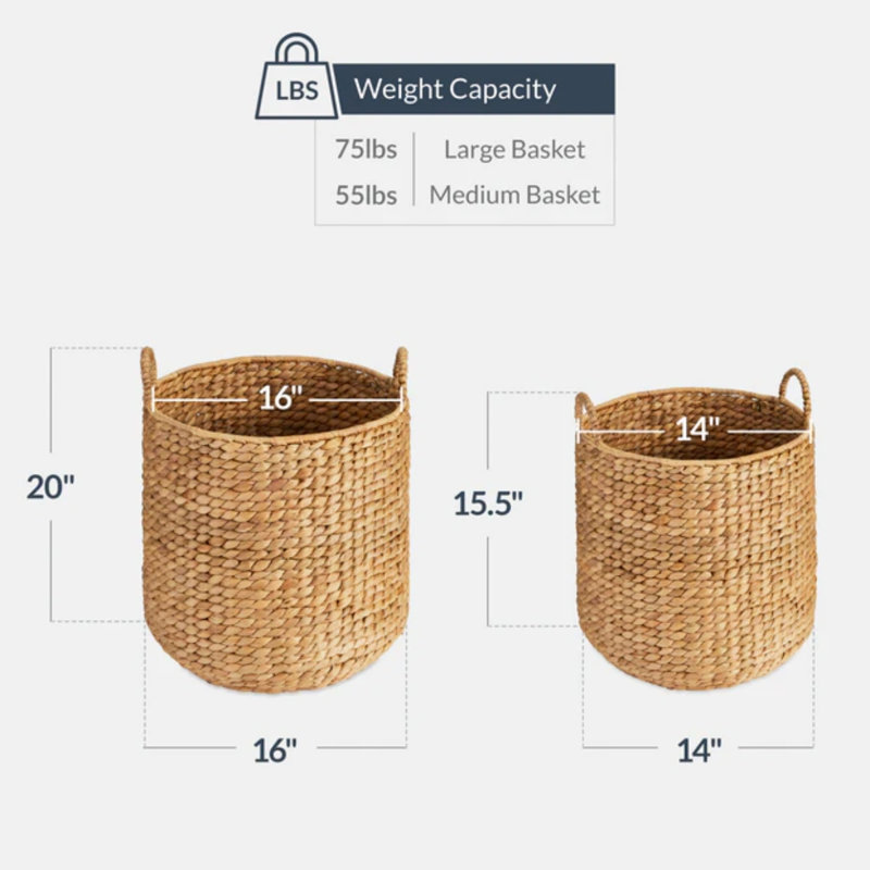 2-Piece Round Baskets, Natural