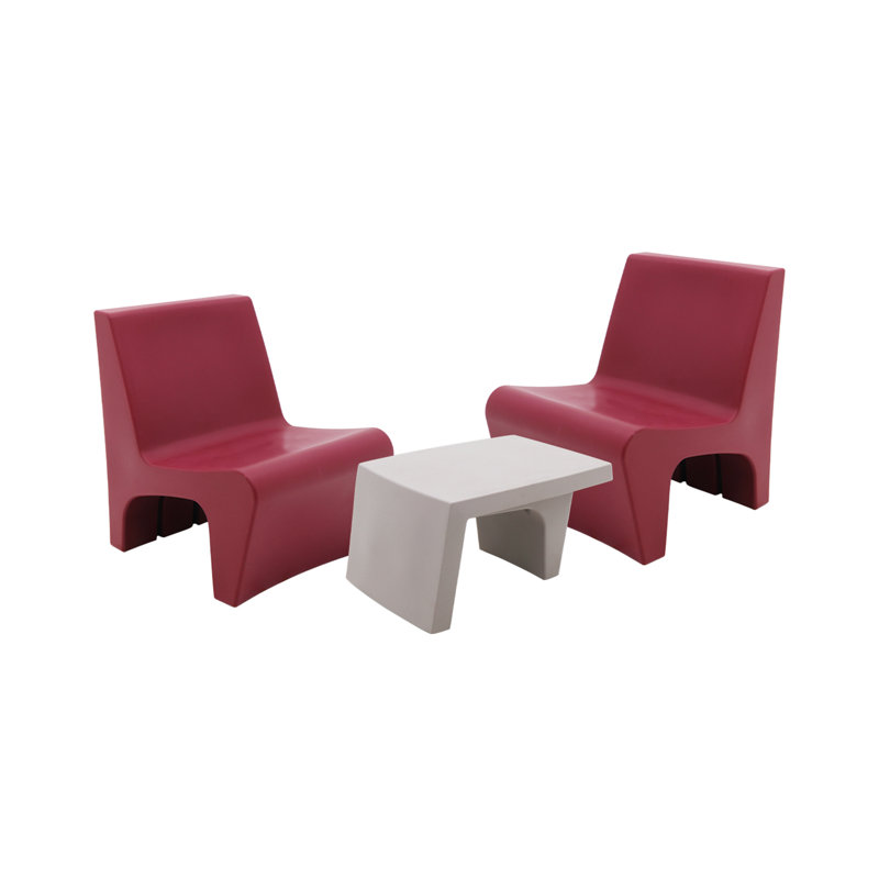 Tramontina Berta 3 Pcs. Polyethylene Lounge Set, Burgundy, Burgundy