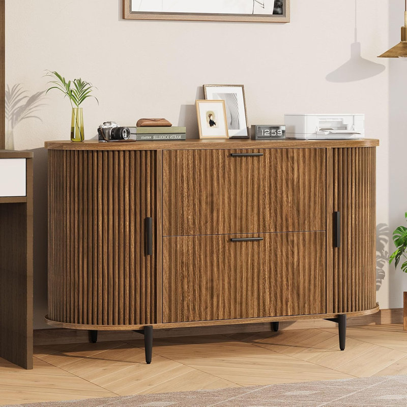 39.4" Filing Cabinet 2 Drawer File Cabinet, Brown