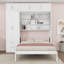 Grand lit escamotable mural en bois avec tiroirs, armoire supérieure, armoire et tablettes-2124546083