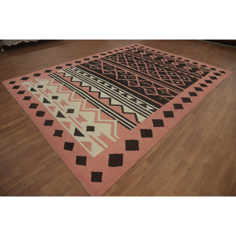 Geometric Pink Kilim Oriental Area Rug 8x12
