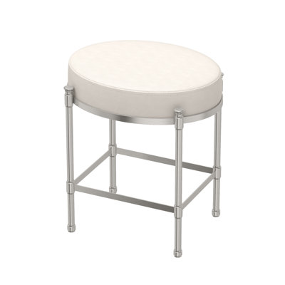 19.50"H Oval Vanity Stool with Leather Cushion | Oval Ottoman with 3" Leather Cushion by Gatco