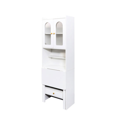 Armoire de bureau convertible en blanc pour le bureau à domicile - Tablette et tiroir avec rangement organisé