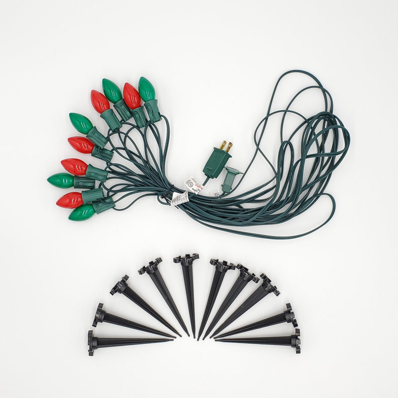 Red and Green Incandescent Pathway Lights with 10 Bulbs