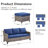 Ebern Designs 3 Pieces Outdoor Patio Furniture Set, 3-Seater Sofa Set With Ottomans, All-Weather PE Rattan Outdoor Sofa Set For Poolside, Garden, Deck, Blue, Beige-1477292729