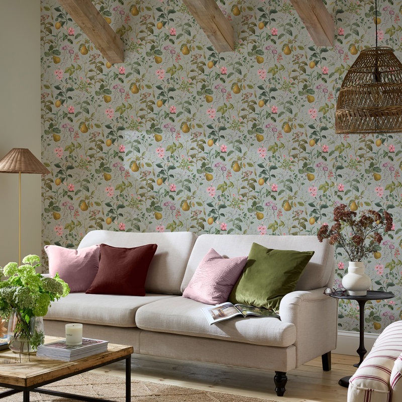 Superfresco Easy Ophelia Sage Wallpaper, Pink/Green