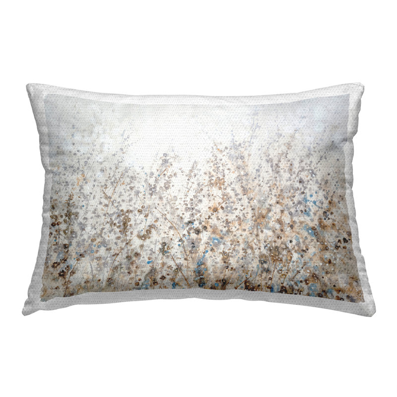 Coussin d'extérieur à imprimé floral beige abstrait par Tim O'Toole