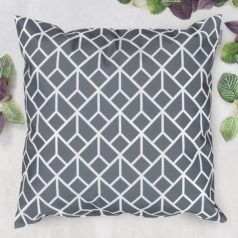 Art Deco Indoor-Outdoor Cushion, Charcoal