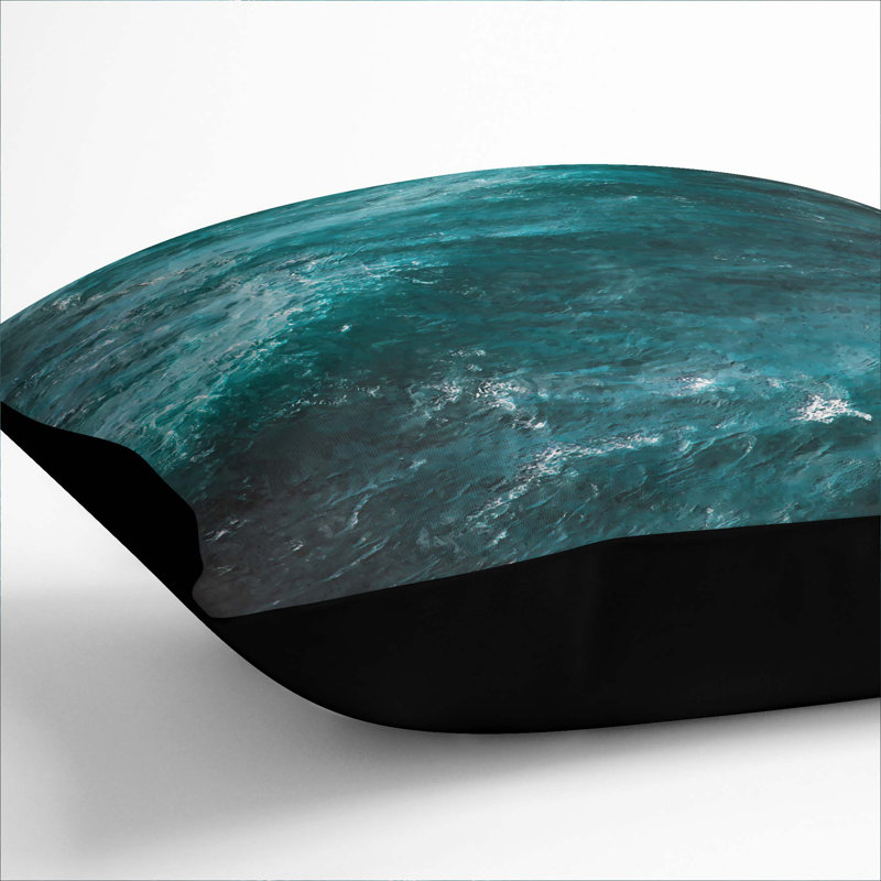 Mood of the Waves Cushion with Filling, Black, 40cm H x 40cm W x 15cm D