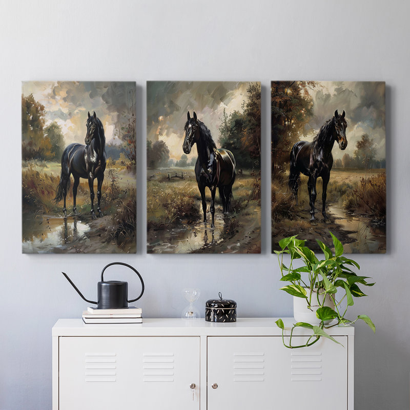 Série Equine CVI - Ensemble de toiles tendues avec châssis Premium - Prêt à être accroché, H 27 po x l 18 po x P 1,1781 po