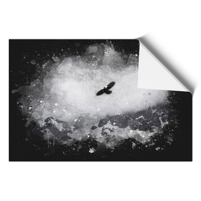 Bird Flying over Mountains Paint Splash - Frameless Print, 21cm H x 30cm W x 0.1cm D