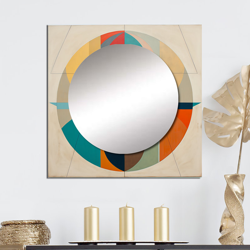 Serendipity Retro Abstract Midcentury Geometrics I - Midcentury Square Mirror For Wall Art Decor, 29" x 29"