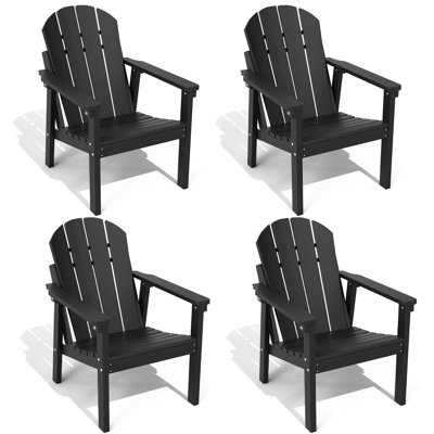 Adirondack Chairs Hdpe Weather Resistant Outdoor Chair Black (Set Of 4) by Dovecove