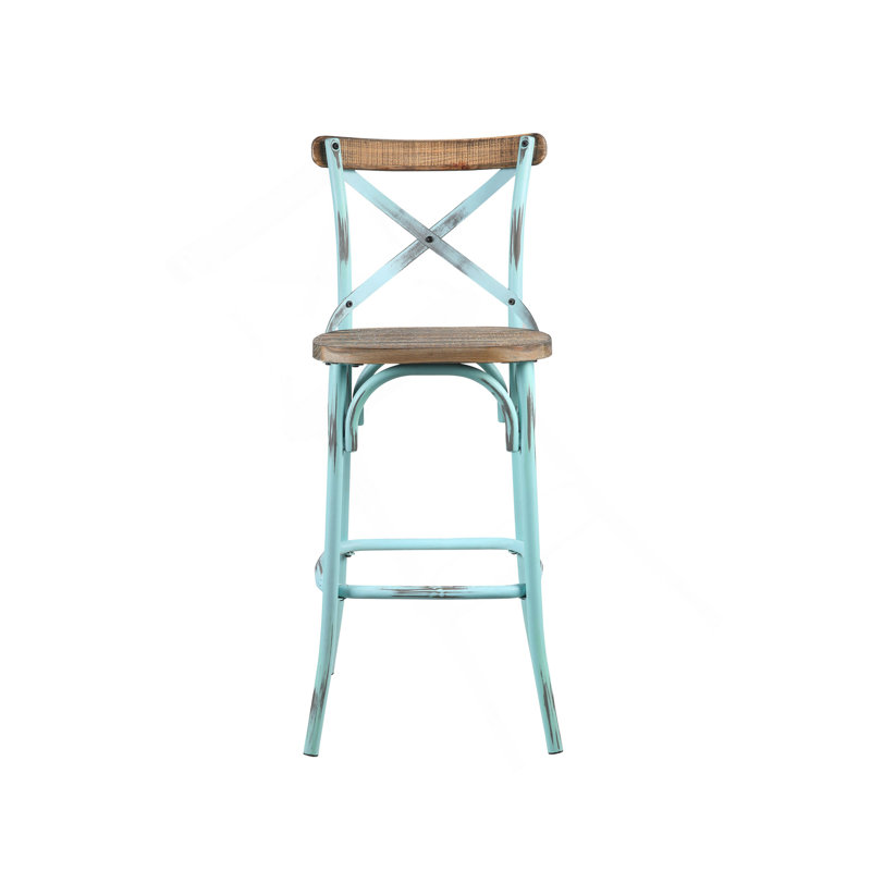Chaise de bar Zaire, Chêne / turquoise
