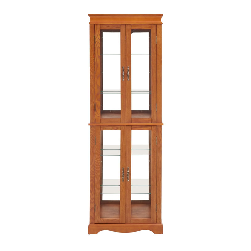 Lighted Glass Curio Display Cabinet, Oak