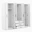 Garde-robe de chambre à coucher à 6 portes avec grands tiroirs, blanc-778752770