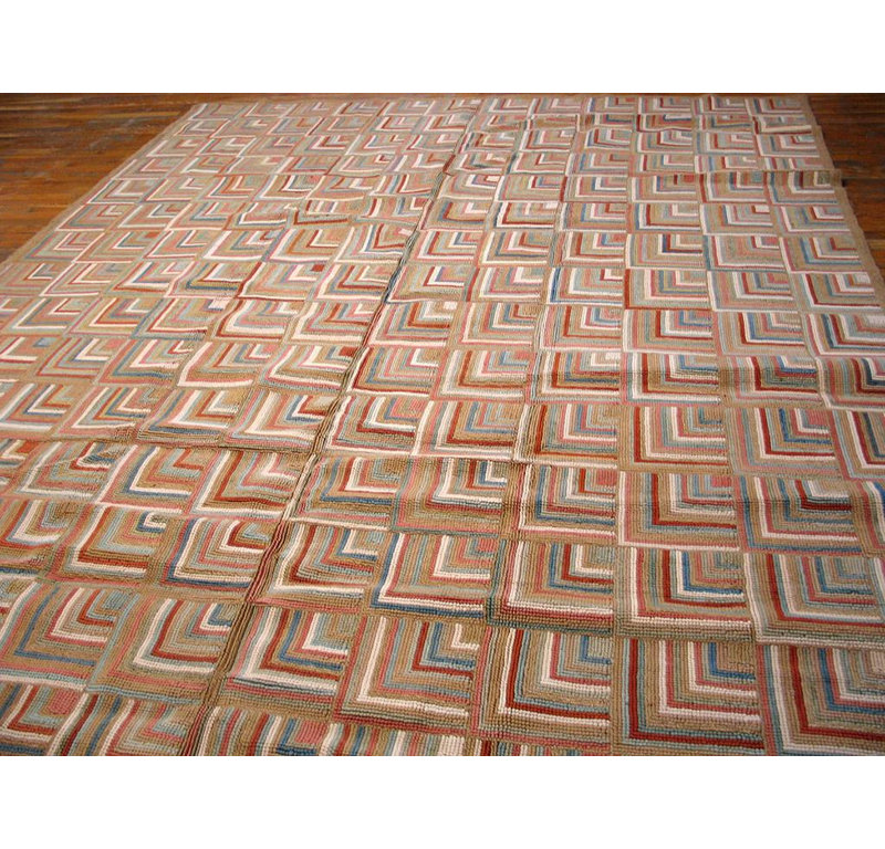 Multicolorful Contemporary Handmade Cotton Hooked Rug with Jute Highlights 5 x 8