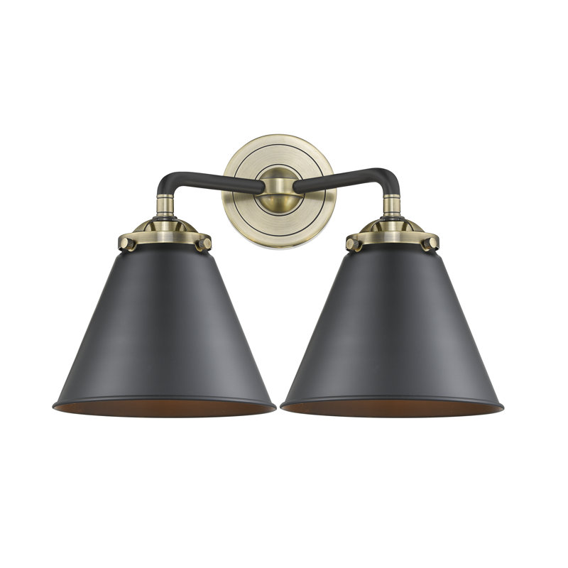 Éclairage pour salle de bain 2 lumières Donovan, Laiton antique noir, Incandescente, Noir mat