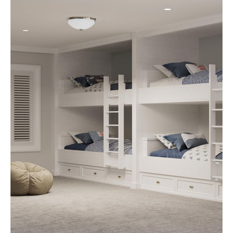 Plafonnier encastré simple 14 po à 2 lumières Sarsfield, Nickel poli