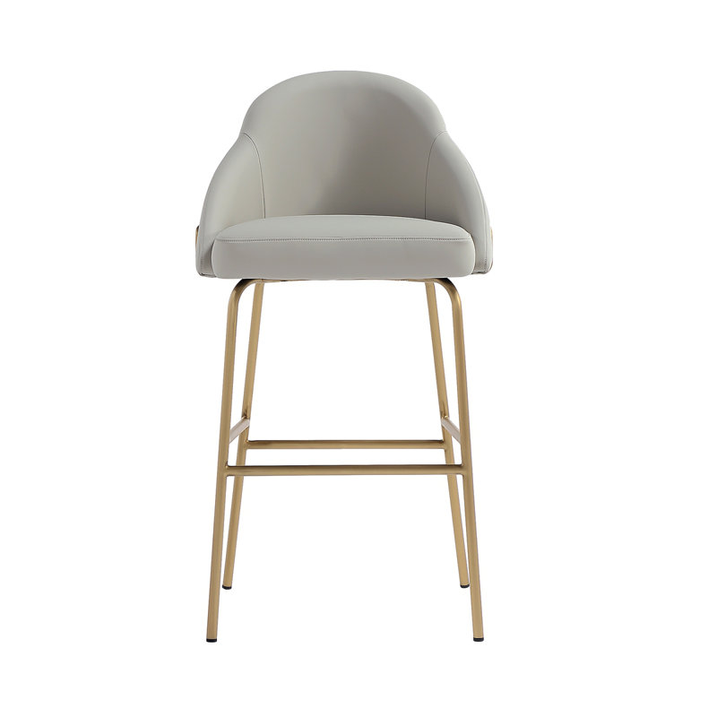 Tabouret de bar Gracie, Gris, Tabouret de bar (siège d'une hauteur de 29,1 po), Doré