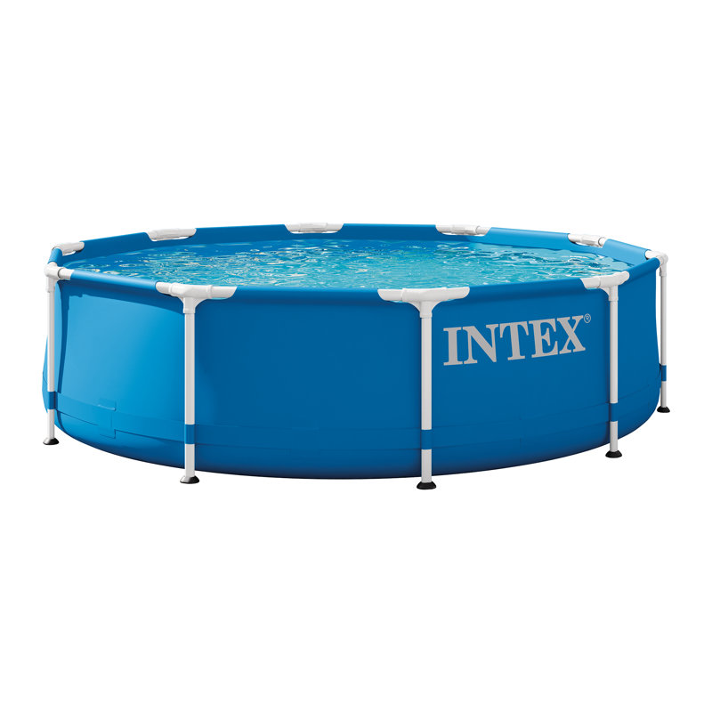 Intex Round Metal Frame Outdoor Backyard Above Ground Swimming Pool, 10' x 30"