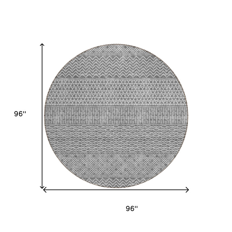 Tapis rond 8 po gris et argent