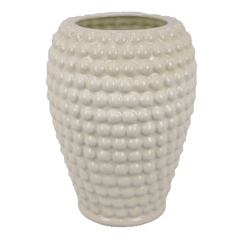 Vase rond en céramique blanche Rozie 15 pouces