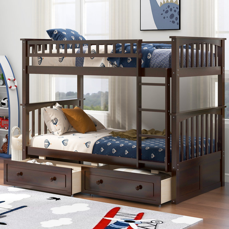 Sydnie 2 Drawer Standard Bunk Bed, Twin Over Twin, Espresso
