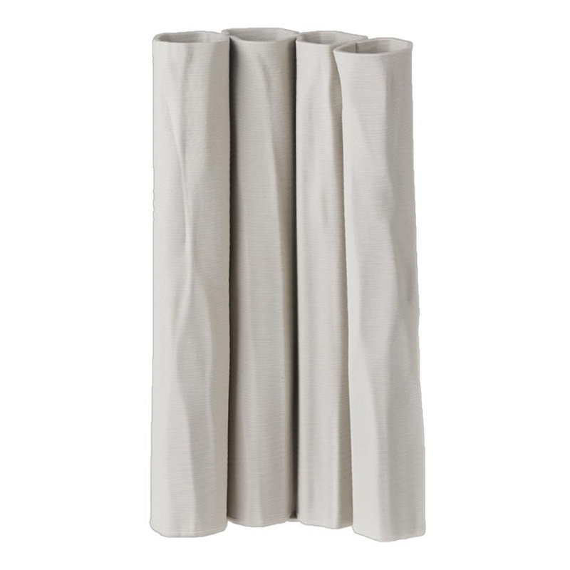 Vase en céramique blanc imprimé en 3D, H 12,9 po x l 3,1 po x P 5,9 po, Blanc
