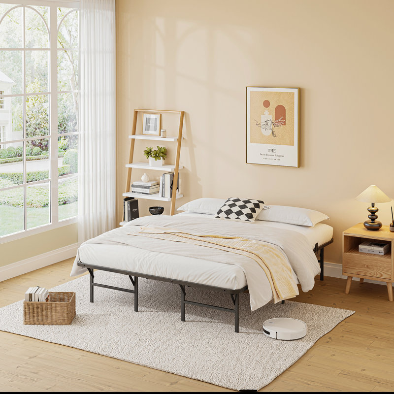 14" Platform Bed Frame No Box Spring Needed, Metal Bed Frame, Foldable Bed Frame, Easy To Assemble, Noise Free