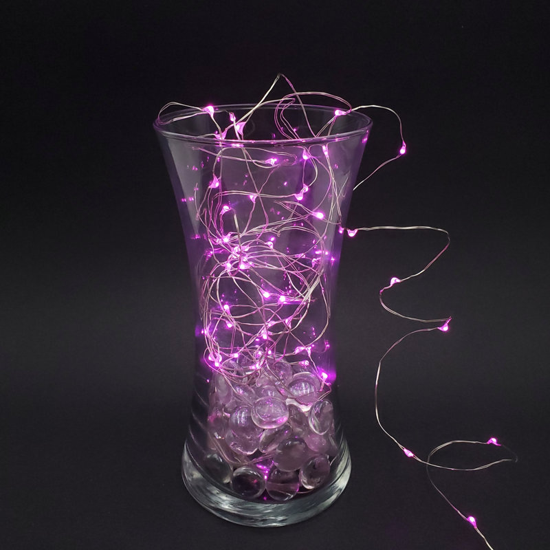  Guirlande lumineuse à piles DEL avec minuterie, Rose