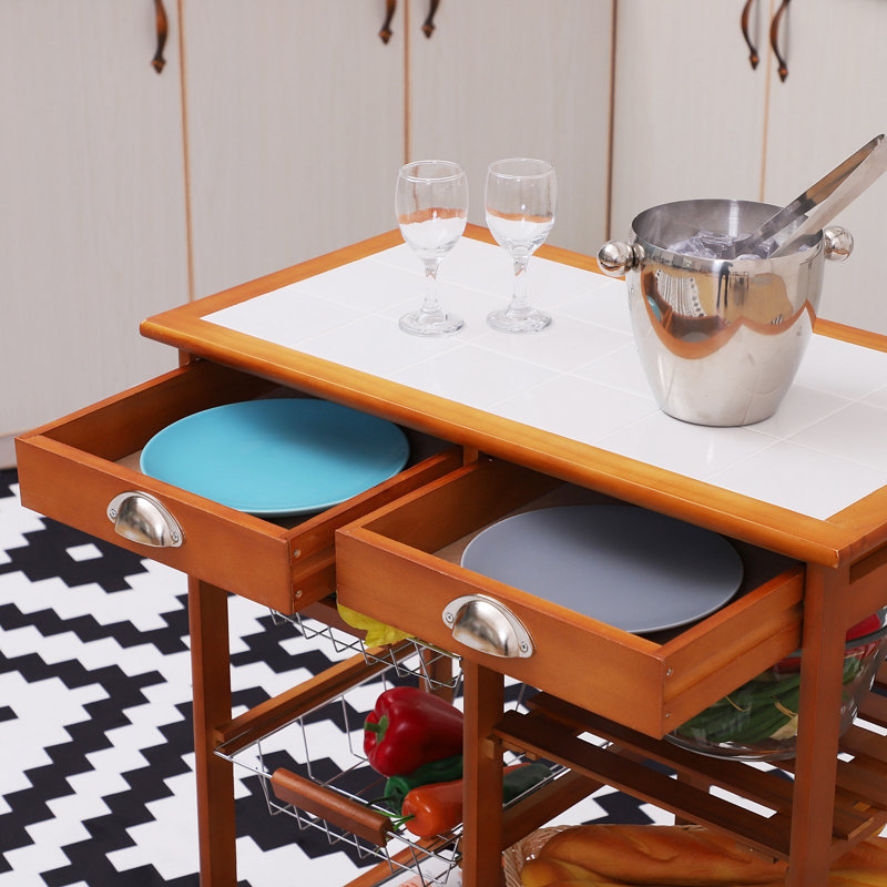Solid Wood Top Kitchen Cart