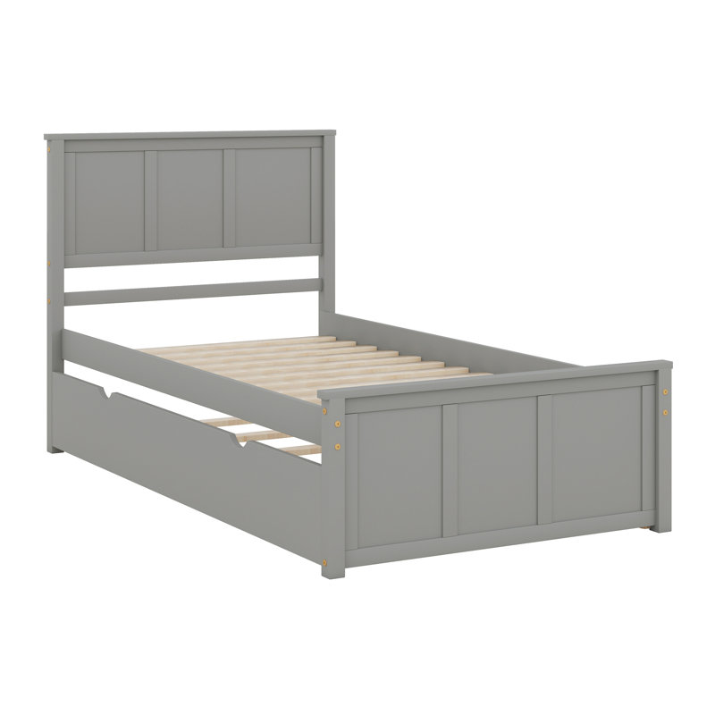 Platform Bed With Trundle, Gray