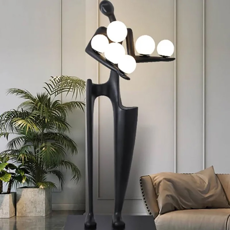 Lampe sur pied moderne à sculpture abstraite