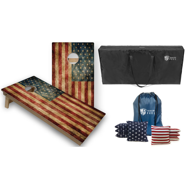 Tailgating Pros Solid Wood Foldable Cornhole Set with Carrying Case