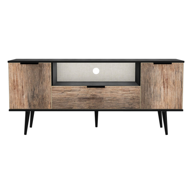 Fully Assembled Berryhill TV Stand for TVs up to 60", Oak/Black