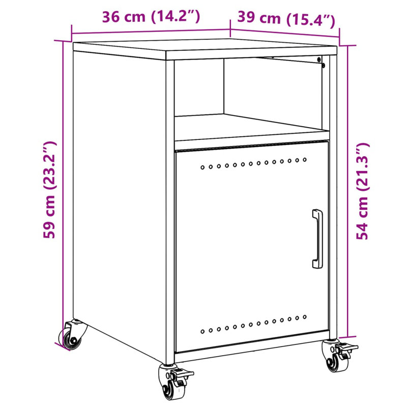 Quammen 36cm W Steel Bedside Table, Olive Green