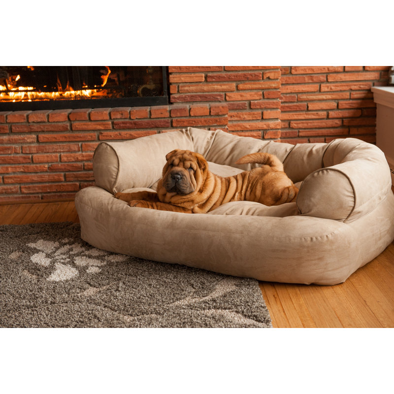Canapé pour chien de luxe avec traversin en microsuède ultrarembourré Snoozer, Grand (l 30 po x P 40 po x H 11 po)