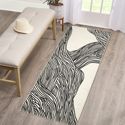 Tapis à motif abstrait lavable pour l'intérieur, moderne, à poils courts, à poils courts et contemporain