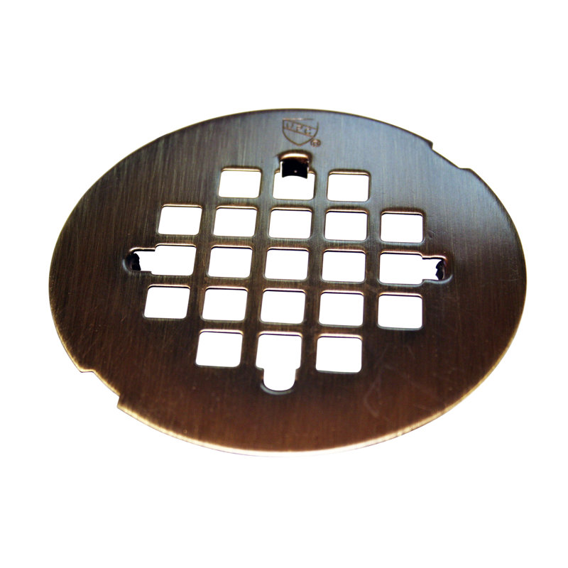 Couvercle de drain de douche en laiton de 4-1 / 4 po de style Casper Snap-In, Laiton antique