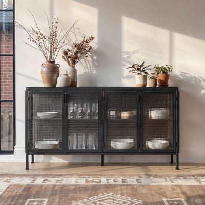 60"W Sideboard With 4 Glass Door